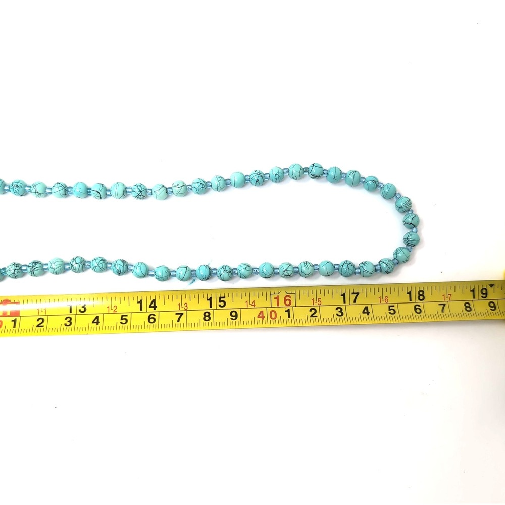 Heart Statement Long Necklace Faux Turquoise Beaded Southwestern Style Tassel - Picture 4 of 4